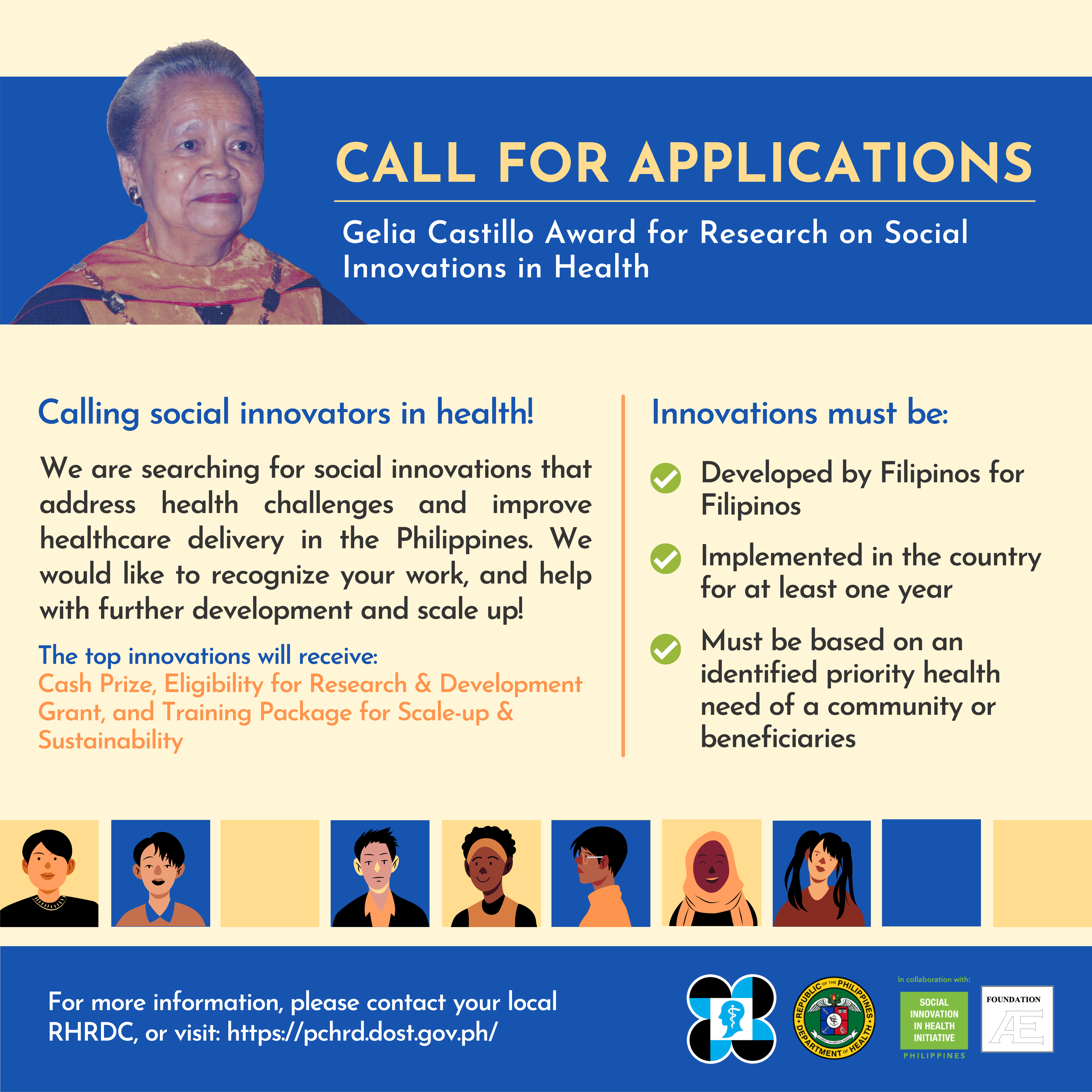 Extended until May 31, 2022: Call for Applications: The Gelia Castillo Award for Research on Social Innovations in Health