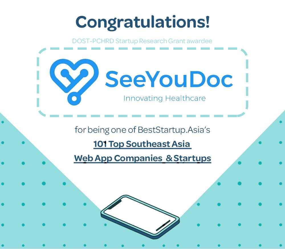 DOST-PCHRD-supported SeeYouDoc is one of top 101 Southeast Asia Web Apps Companies and Startups — Best Startup.Asia