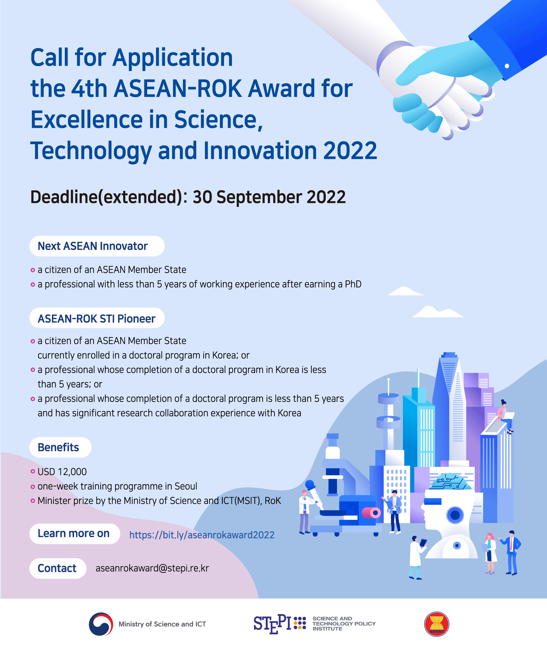 Call for Applications: ASEAN-ROK Award for Excellence in Science, Technology and Innovation 2022