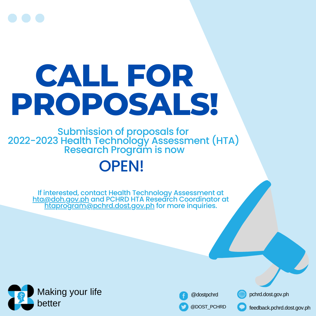 Call for Proposal on 2022-2023 Health Technology Assessment (HTA) Research Agenda Program