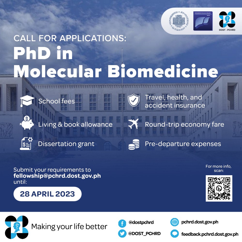 2023 CALL FOR APPLICATIONS: Foreign Graduate Scholarship Program-PhD in Molecular Biomedicine
